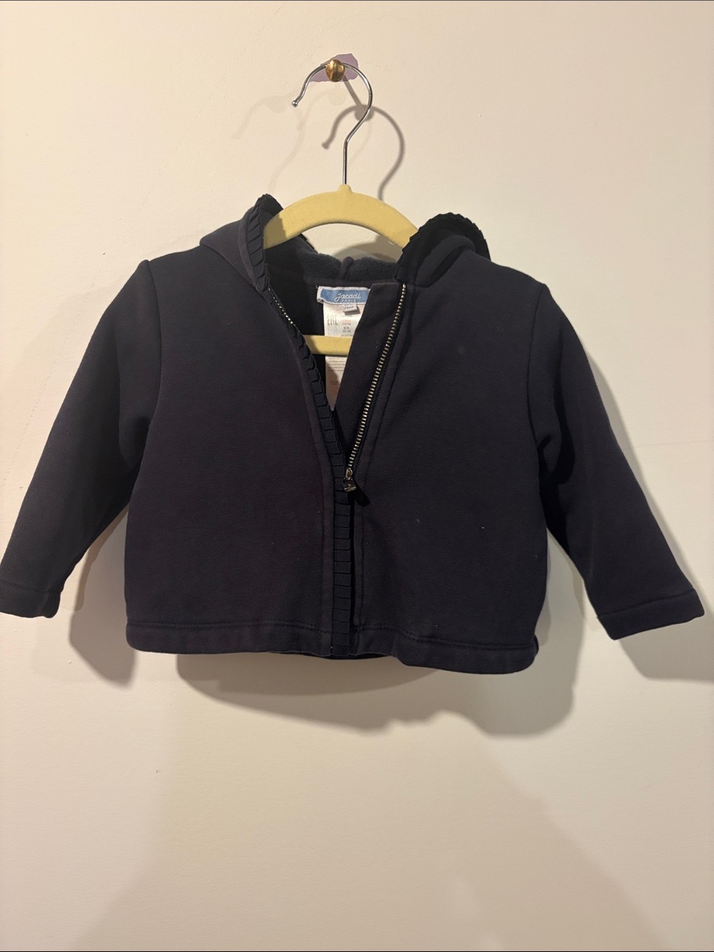 JACADI Zip-Up Hooded Sweatshirt - Navy 12 Month